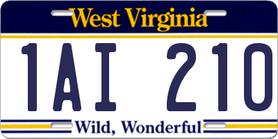 WV license plate 1AI210