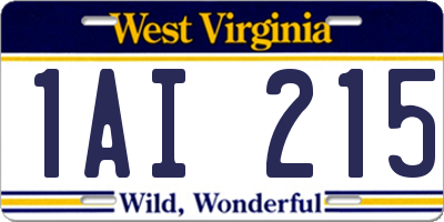 WV license plate 1AI215