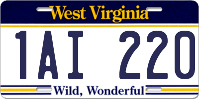 WV license plate 1AI220