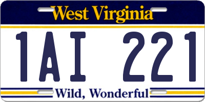 WV license plate 1AI221