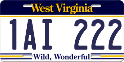 WV license plate 1AI222