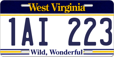 WV license plate 1AI223