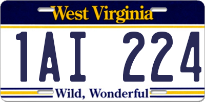 WV license plate 1AI224