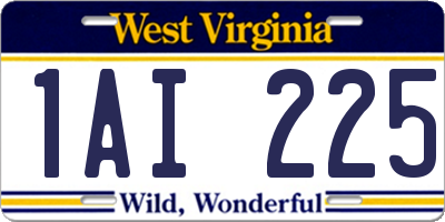 WV license plate 1AI225