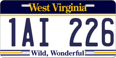 WV license plate 1AI226