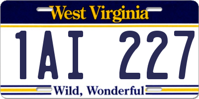 WV license plate 1AI227