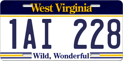 WV license plate 1AI228