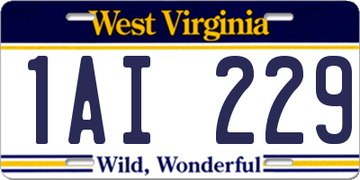 WV license plate 1AI229