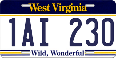 WV license plate 1AI230