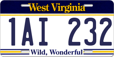 WV license plate 1AI232