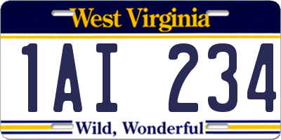 WV license plate 1AI234