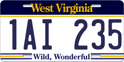 WV license plate 1AI235