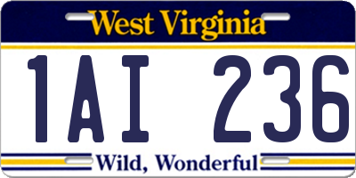 WV license plate 1AI236