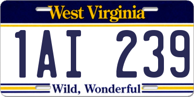 WV license plate 1AI239