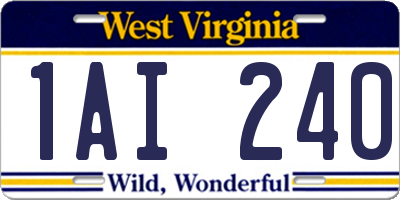 WV license plate 1AI240