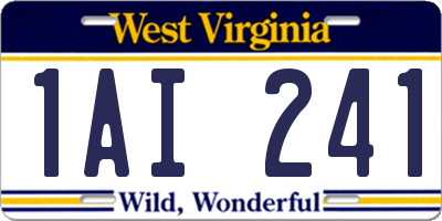 WV license plate 1AI241