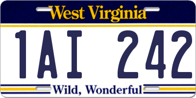 WV license plate 1AI242