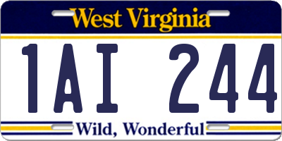 WV license plate 1AI244