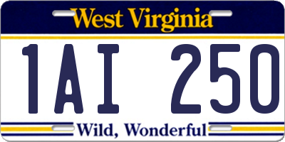 WV license plate 1AI250