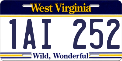 WV license plate 1AI252