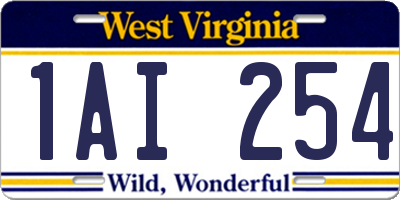 WV license plate 1AI254