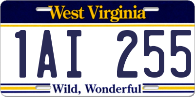 WV license plate 1AI255