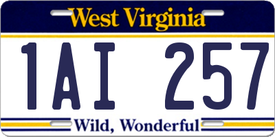 WV license plate 1AI257