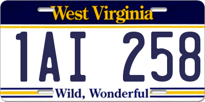 WV license plate 1AI258