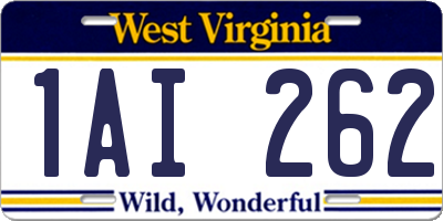 WV license plate 1AI262