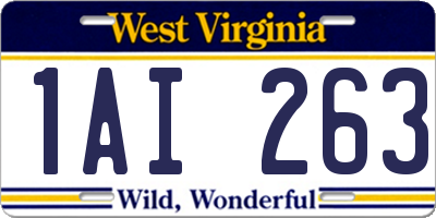 WV license plate 1AI263