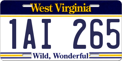 WV license plate 1AI265