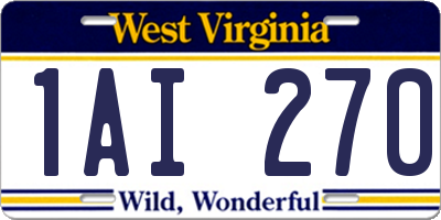 WV license plate 1AI270