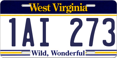 WV license plate 1AI273