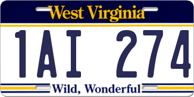 WV license plate 1AI274