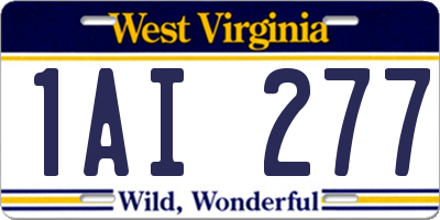 WV license plate 1AI277