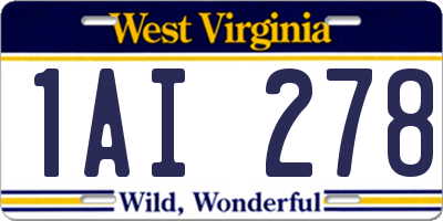 WV license plate 1AI278