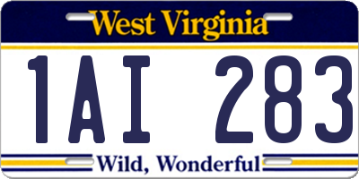 WV license plate 1AI283