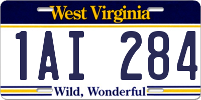 WV license plate 1AI284