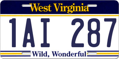 WV license plate 1AI287