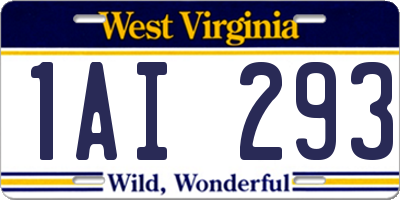 WV license plate 1AI293