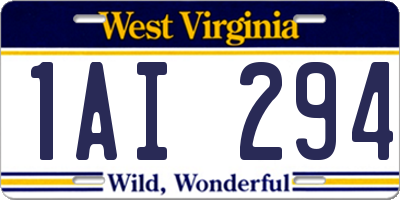 WV license plate 1AI294