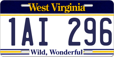 WV license plate 1AI296