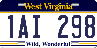 WV license plate 1AI298