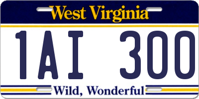 WV license plate 1AI300