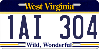 WV license plate 1AI304