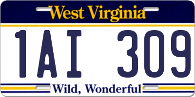 WV license plate 1AI309