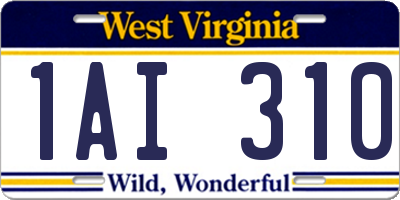 WV license plate 1AI310