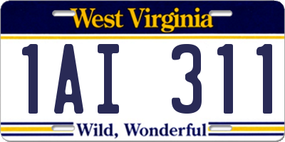 WV license plate 1AI311