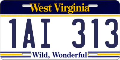 WV license plate 1AI313