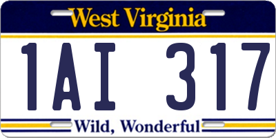 WV license plate 1AI317